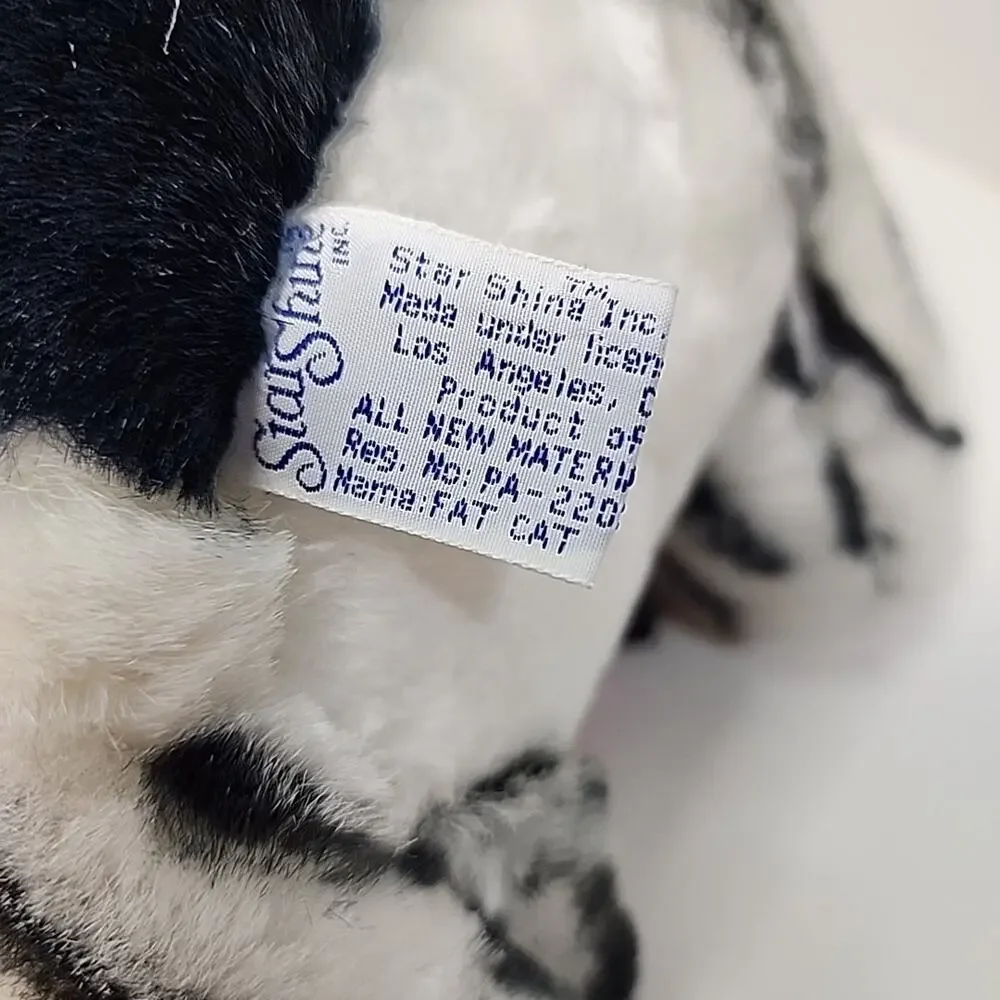 1989 Bernard Kliban Star Shine Hawaiian Aloha Fat Cat Gray & Black Plush Tag 9”